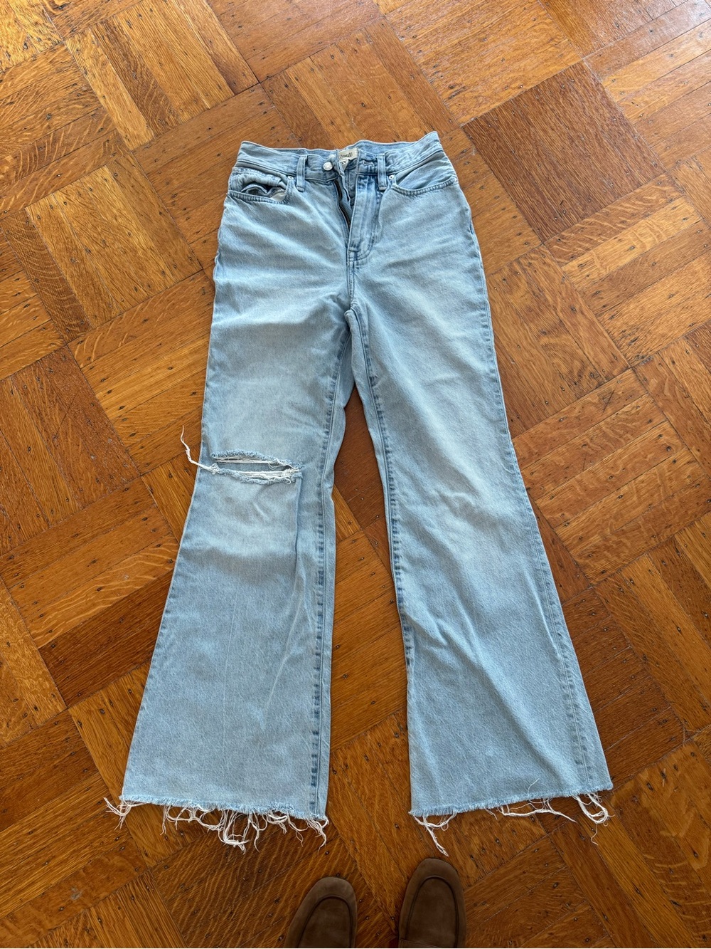 Madewell Light Blue High-Rise Distressed Flare Jeans